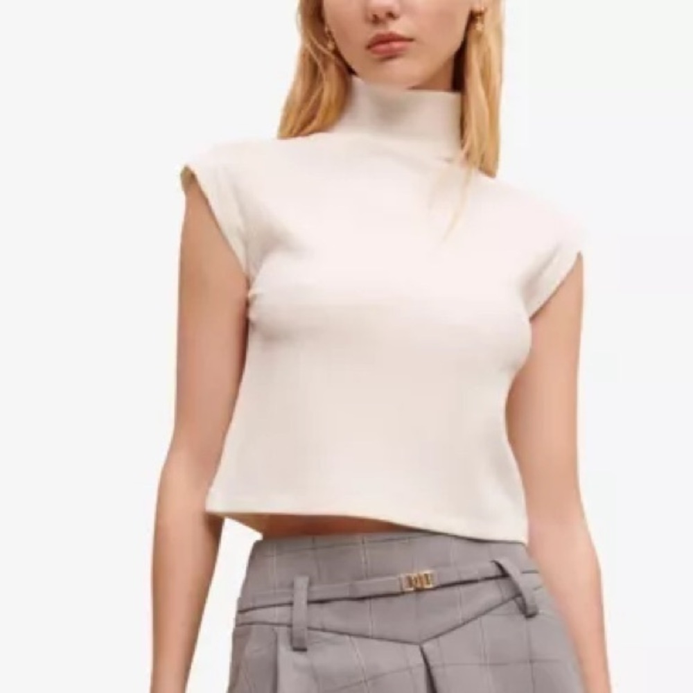 MAJE Mock-neck sleeveless stretch-knit top size Large